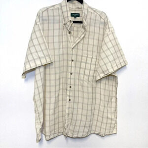Tom James Plaid Short-Sleeve Button Down Shirt - Made in USA 100% Cotton Casual